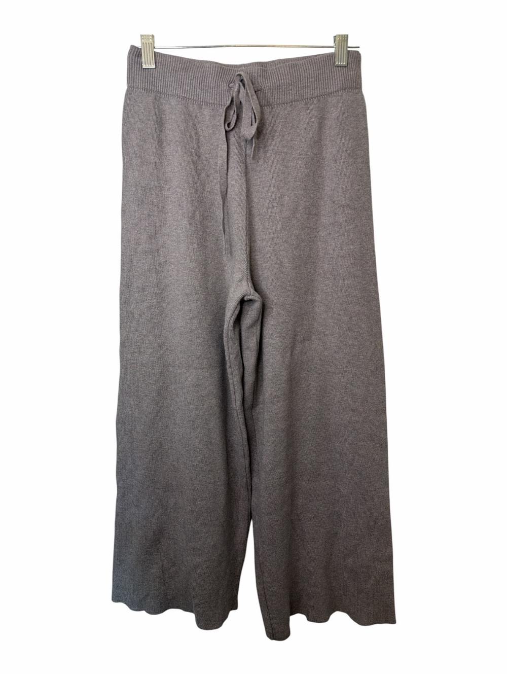 Olivaceous Wide Leg Knit Pants Womens Grey High Rise